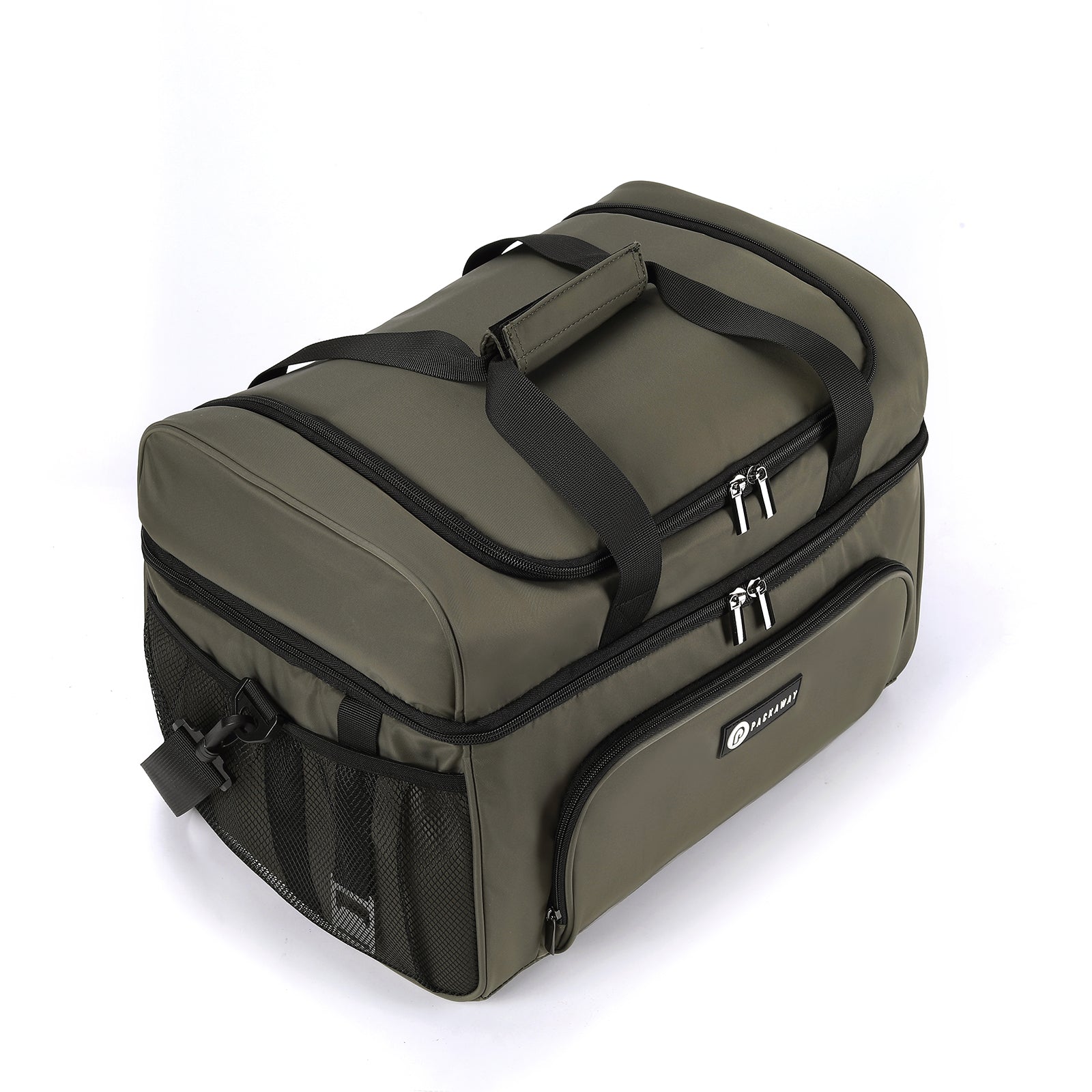Packaway Koeltas 30L - Lunchtas - Inclusief 4 Koelelementen - Dubbel Compartiment - 4-Laags Geïsoleerd - Waterafstotend - Olive Green