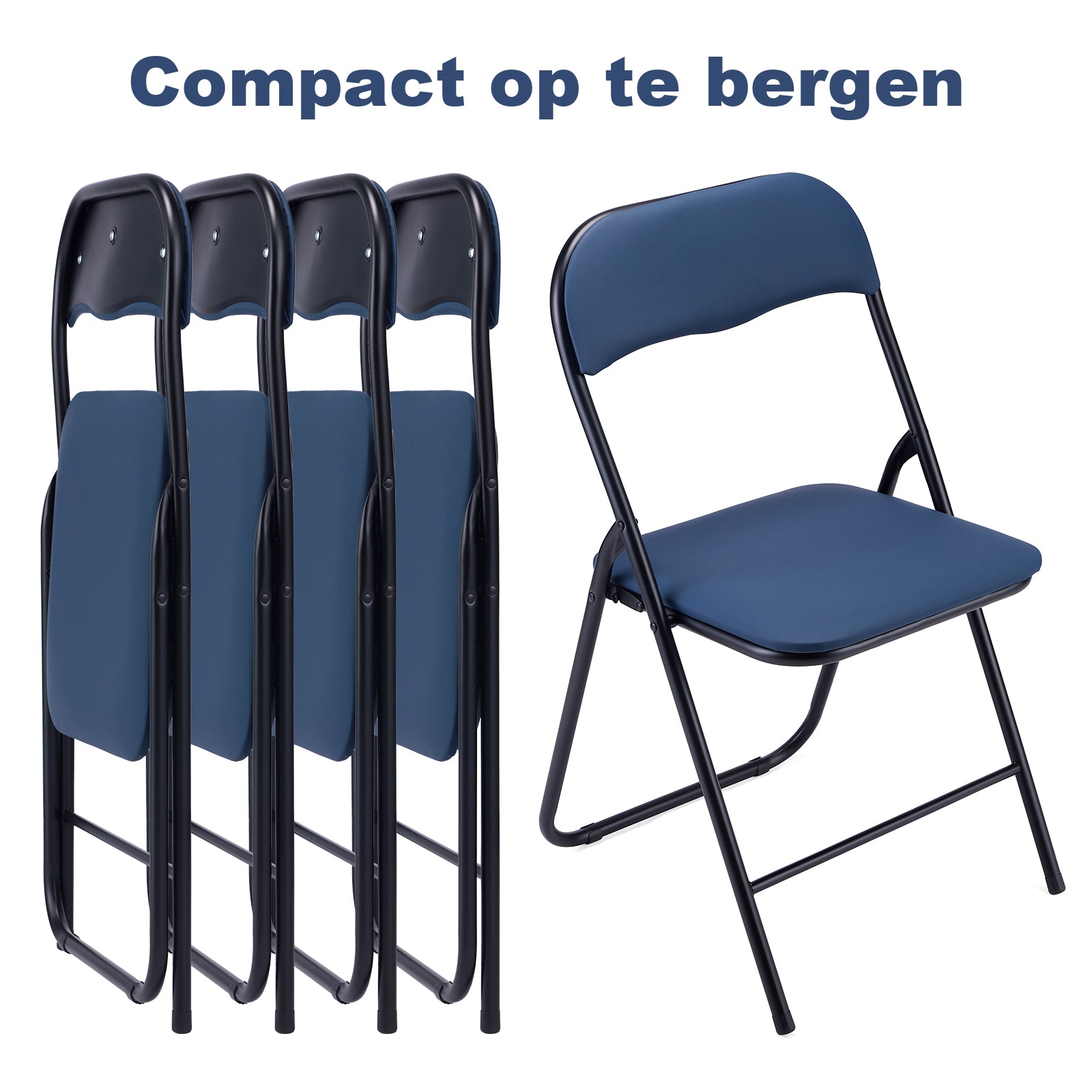 4-delige klapstoelenset - blauw - 100kg draagkracht - 43 x 38 x 87 cm