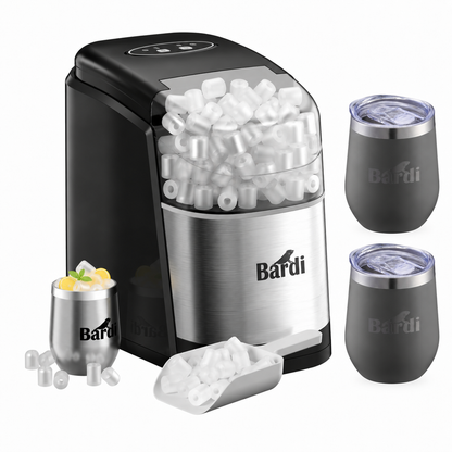 Bardi IJsblokjesmachine set 1,6L RVS - incl. 3 thermoscups grijs en ijsschep
