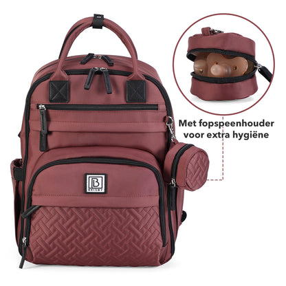 Premium luiertas rood - uitgebreide en functionele verzorgingstas - met buggymontage - anti diefstal vakken - reistrolley sleeve - incl. verschoonmatje en speenhouder - levenslange garantie