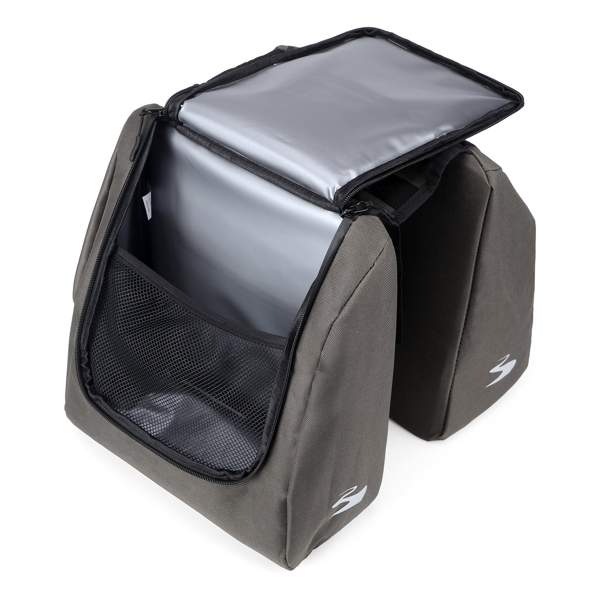 Brisby Dubbele Fietstas 28 Liter – Koeltas en Lunchtas – 4-laags Geïsoleerd – Voor Gewone en Elektrische Fiets – Waterafstotend met Waterdichte Ritsen – Misty Green