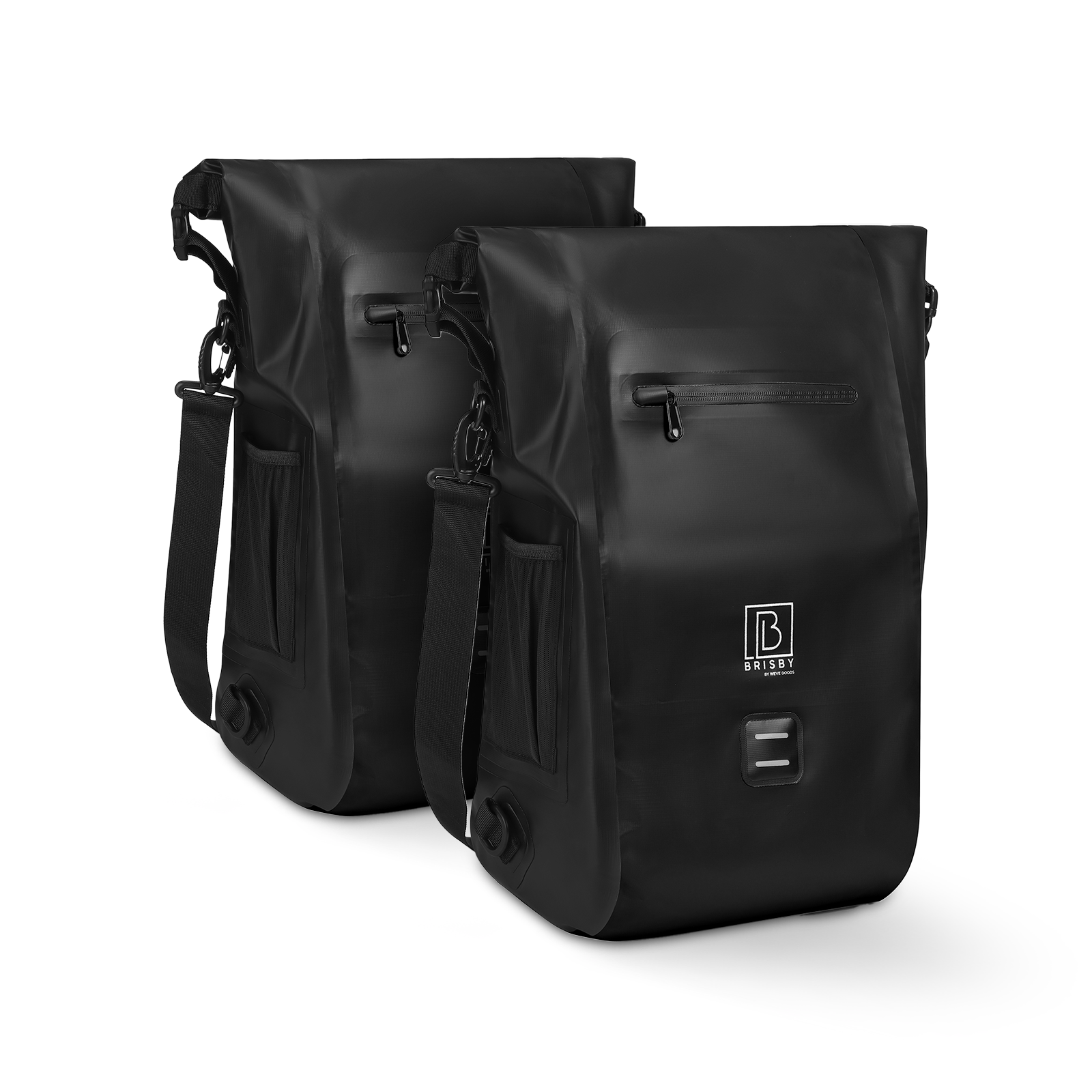 3 in 1 waterproof rolltop bicycle bag set 40-52L black - reflective - high visibility - bicycle bag - backpack - shoulder bag
