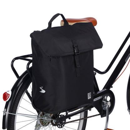Fietstrolley Tas 2-in-1 Fietstas en Trolley Zwart 18-28L Laptopvak Verstelbare Hendel Bevestigingssysteem - Zwart