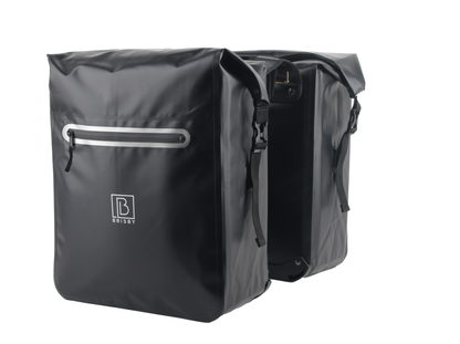 Brisby Dubbele Fietstas 40–56 Liter – Waterdicht – Met Rolsluiting en Waterdichte Voorvakritsen – Voor Gewone en Elektrische Fiets – Zwart