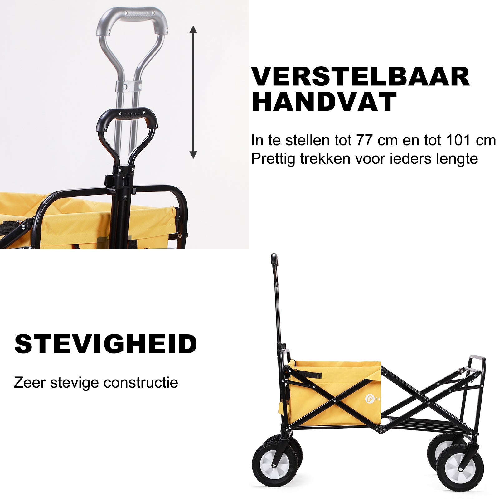 Bolderkar tot 70 kg okergeel - Wasbaar polyester - opvouwbaar - 98x53 cm