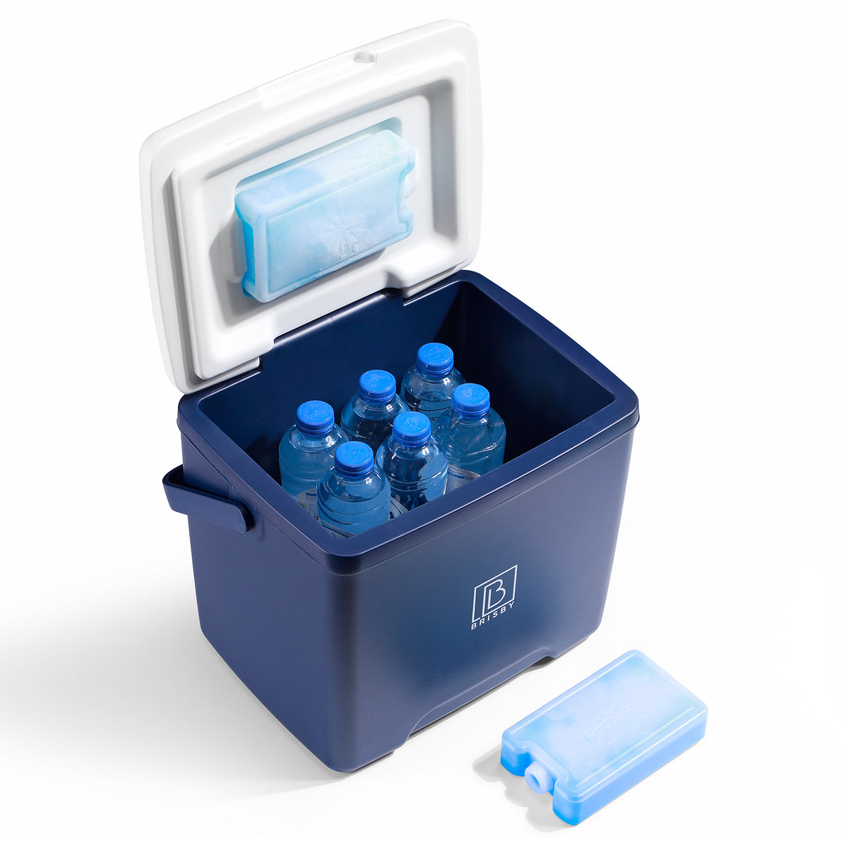 Brisby Koelbox - Frigobox - 13L- Blauw - Tot maximaal 40 uur isolatie - Incl. 2 dikke koelelementen van 450ml - Met koelelementen vergrendeld in deksel en Brisby 500ml Zwarte Dubbelwandige Thermosfles