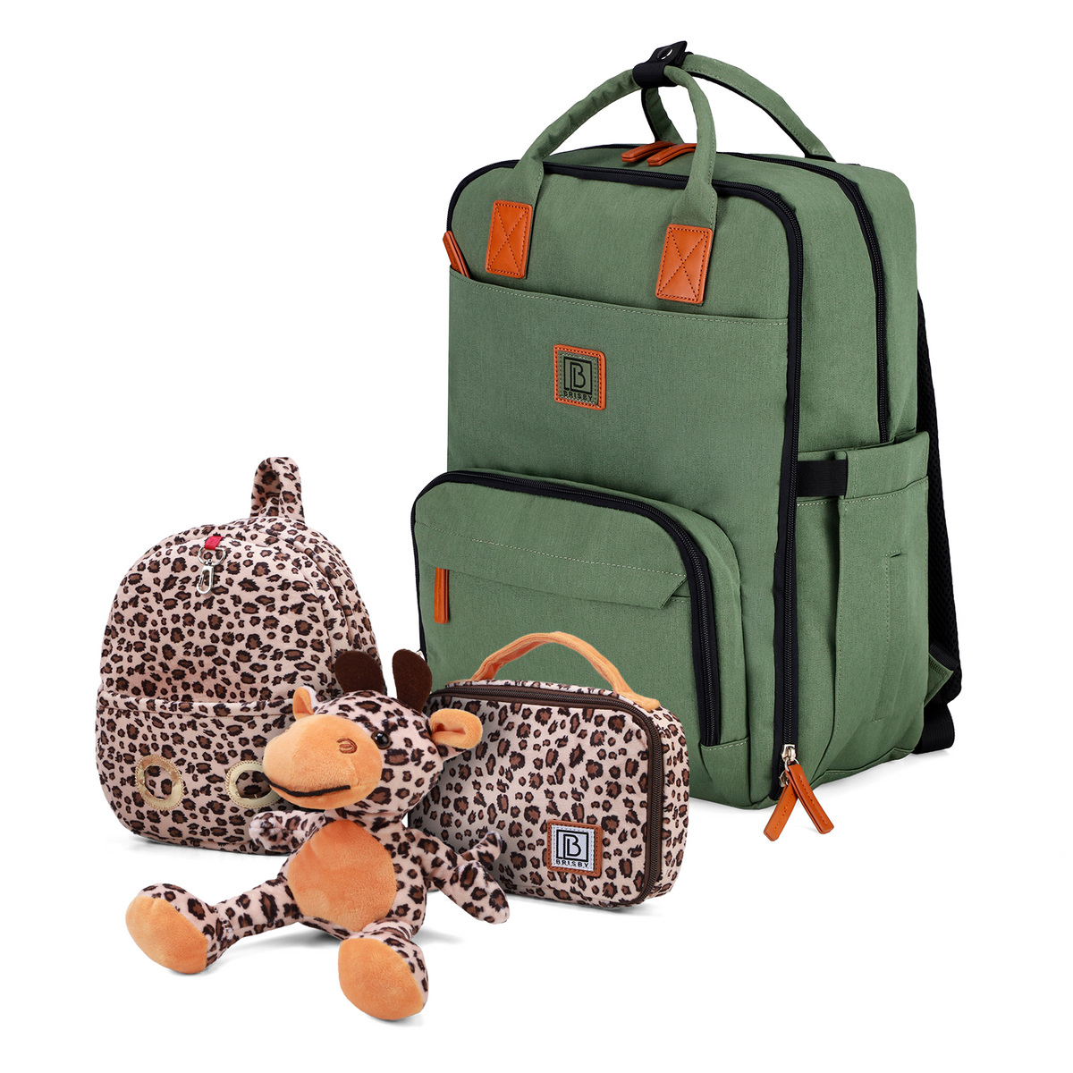 Brisby Luiertas Original - Groen  - Kinderrugzak - 1.5L kinderlunchtas Giraffe