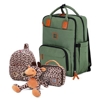 Brisby Luiertas Original - Groen  - Kinderrugzak - 1.5L kinderlunchtas Giraffe