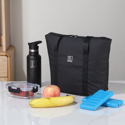 Brisby Koeltas Lunchtas 9L – 4-Laags Geïsoleerd – Inclusief 2 Koelelementen – Waterafstotend – Voor Werk, School & Onderweg - Zwart