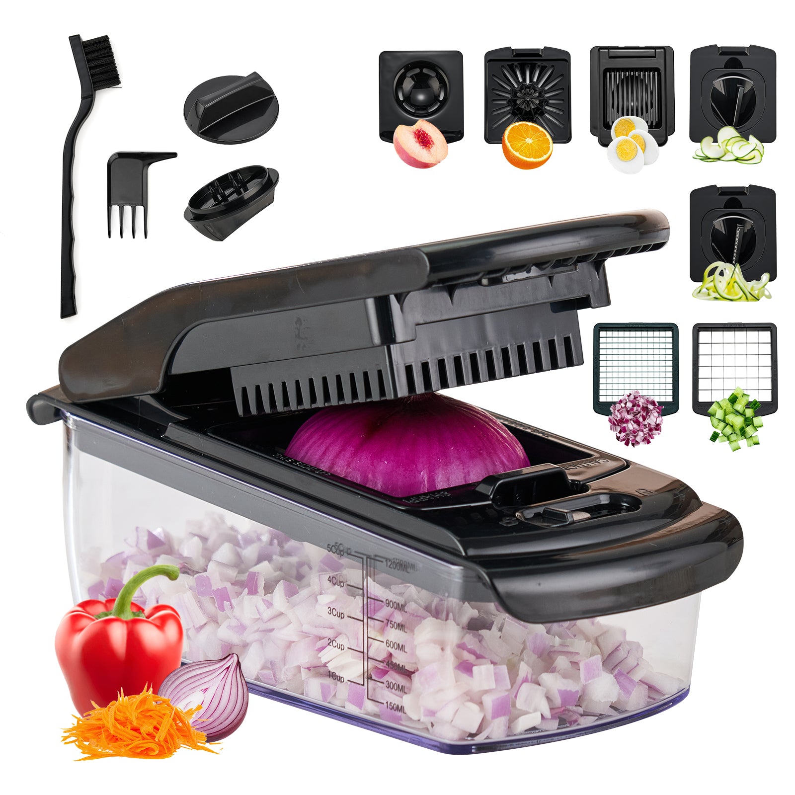 Bardi 11-delige mandoline - groentesnijder - zwart