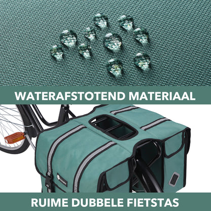 Packaway Dubbele Fietstas 36L groen - hoge zichtbaarheid - waterdicht