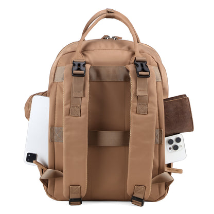 Brisby Premium Luiertas – Uitgebreide en Functionele Verzorgingstas – met buggymontage – Anti Diefstal Vakken - Reistrolley Sleeve - Inclusief verschoonmatje t.w.v.15,99 euro en speenhouder - Levenslange Garantie - True Terracotta