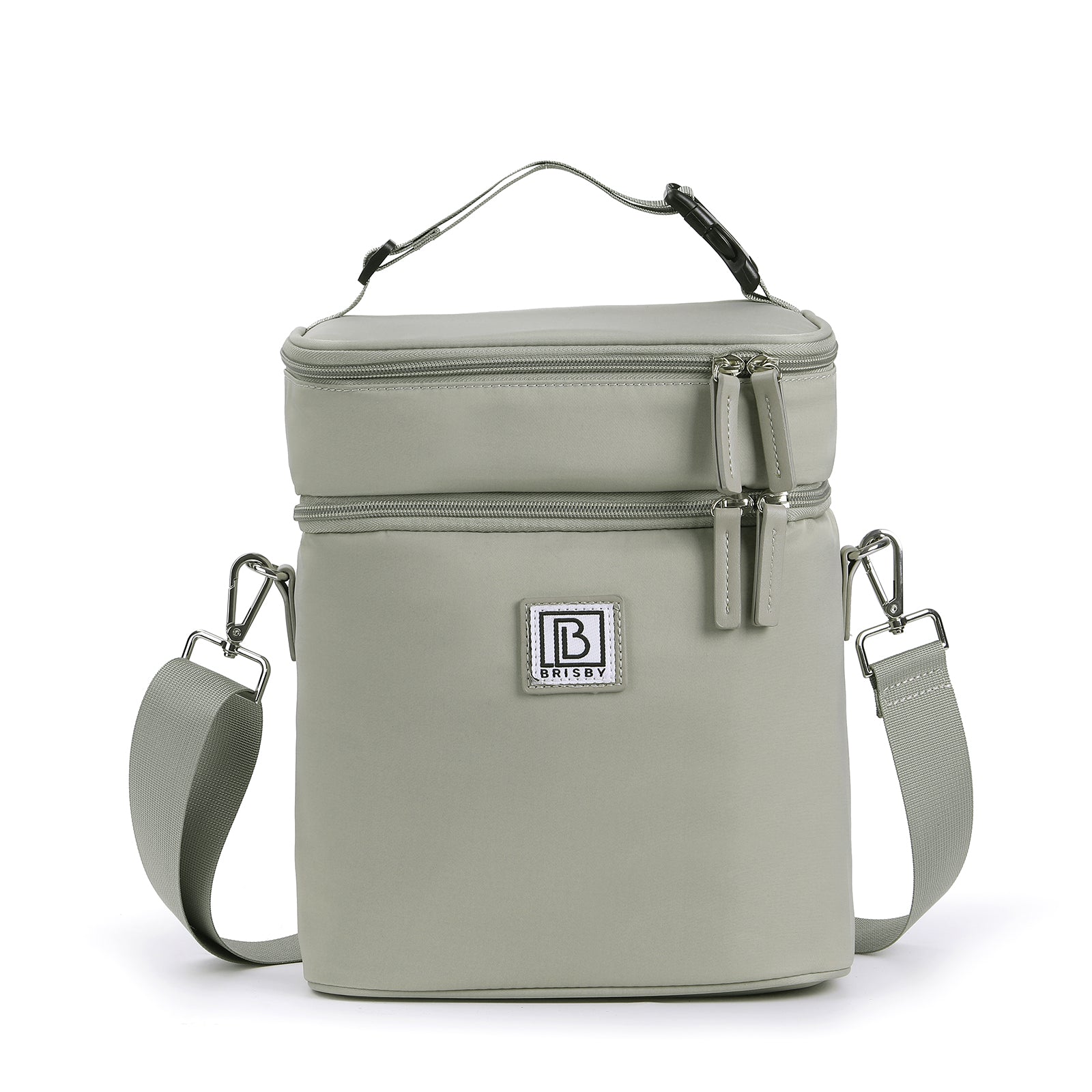 Brisby Koeltas 12 Liter – Lunchtas voor Werk & Onderweg – 2 Geïsoleerde Vakken – Inclusief 2 Koelelementen – Tot 10 Uur Koel - Sage Green