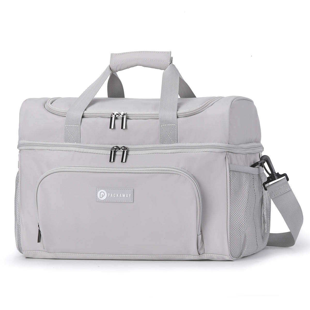 Packaway Koeltas 30L - Lunchtas - Inclusief 4 Koelelementen - Dubbel Compartiment - 4-Laags Geïsoleerd - Waterafstotend - Modern Grey