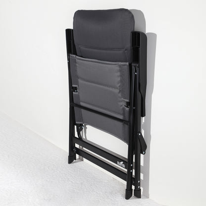 4-delige luxe campingstoelen set - 7 standen - 120 kg draagvermogen - lichtgewicht - grijs