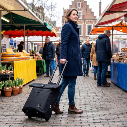 Fietstrolley Tas 2-in-1 Fietstas en Trolley Zwart 18-28L Laptopvak Verstelbare Hendel Bevestigingssysteem - Zwart