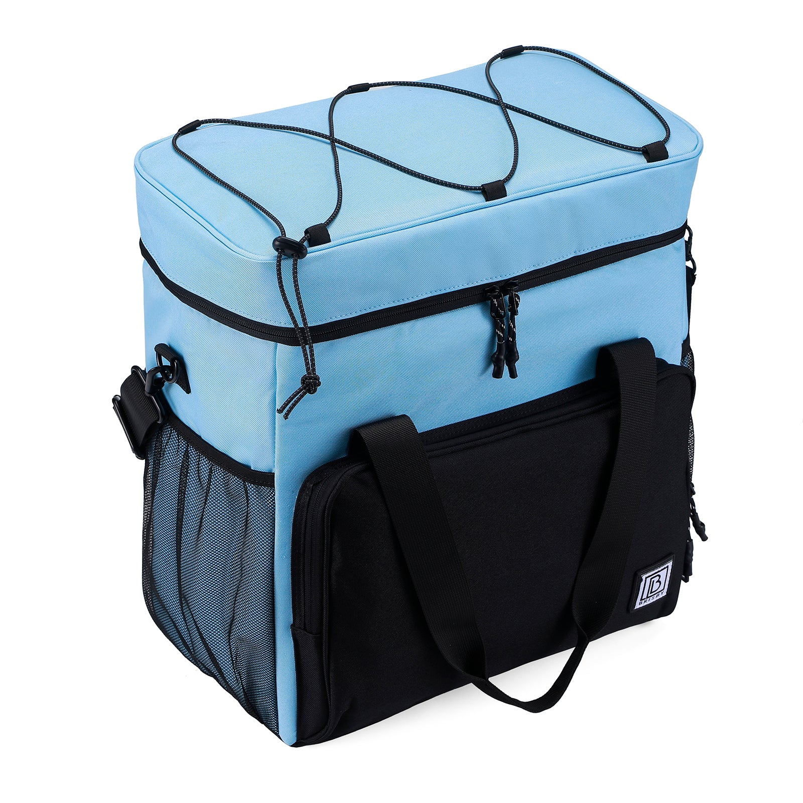 Koeltas 40L zwart/blauw - Lunchtas - 4-laags geïsoleerd - 6 gratis koelelementen - incl. schouderband