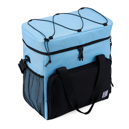 Koeltas 30L zwart-blauw - Lunchtas - 4 laags geïsoleerd - incl. 4 koelelementen