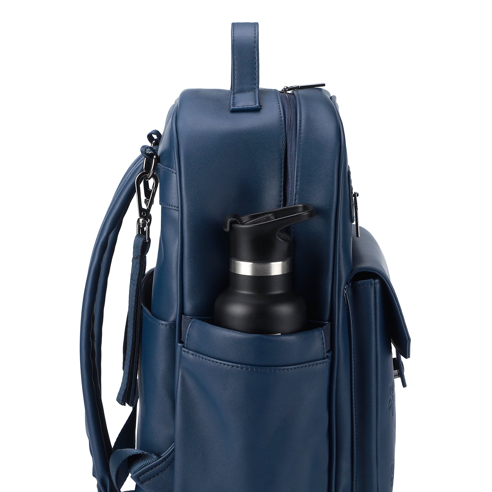 Venezia wear-resistant backpack blue - PU leather - 14 inch laptop compartment - water-repellent