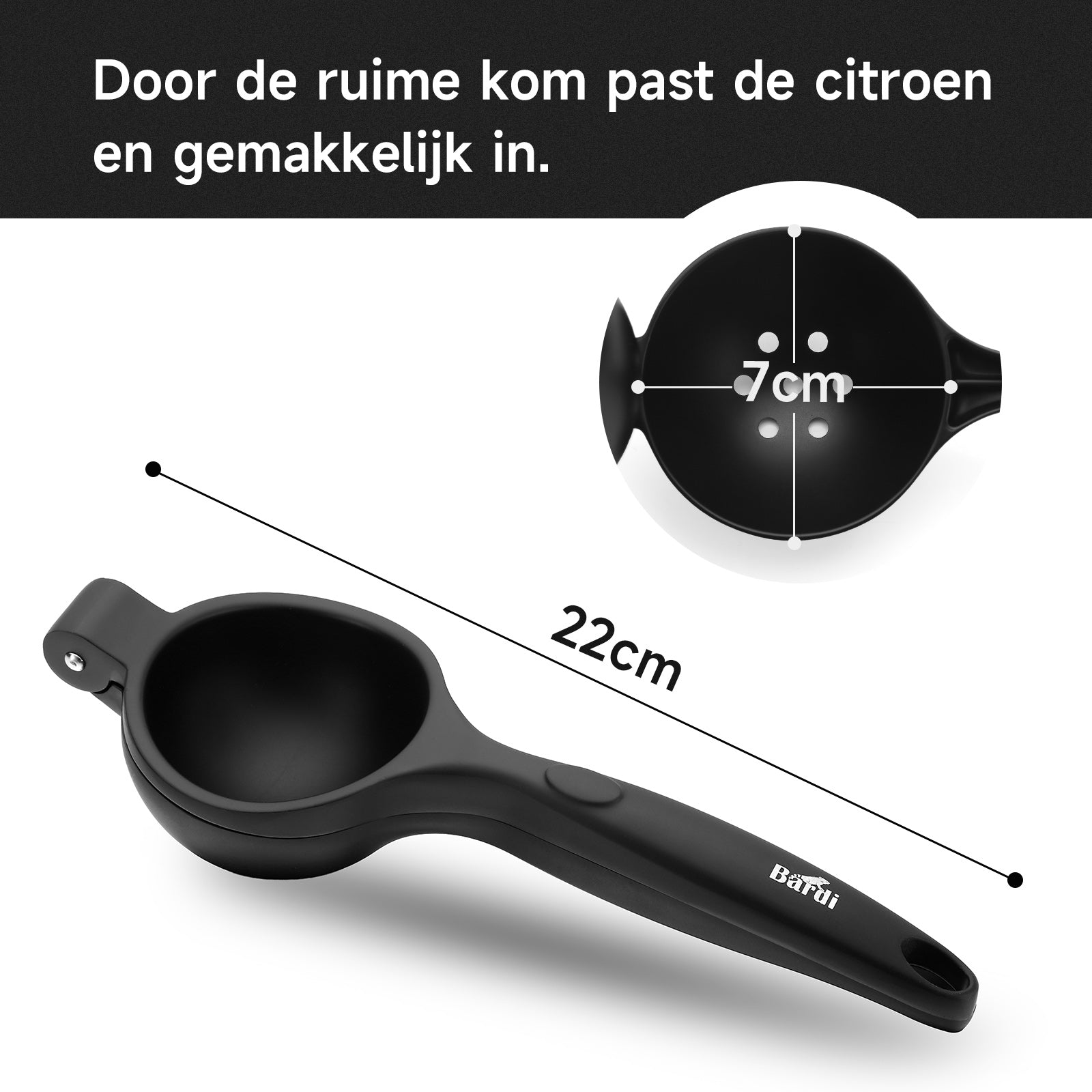 Bardi citruspers zwart - handpers - incl. gratis e-book