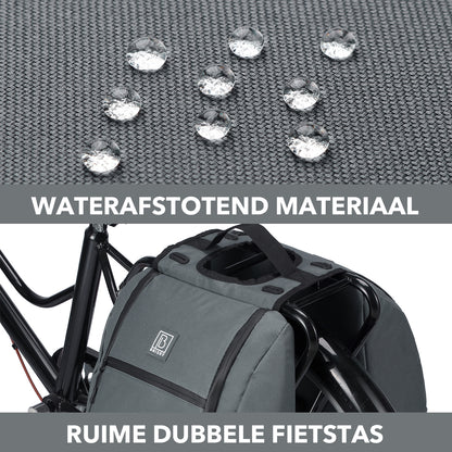 Brisby Dubbele Fietstas 28 Liter – Koeltas en Lunchtas – 4-laags Geïsoleerd – Voor Gewone en Elektrische Fiets – Waterafstotend met Waterdichte Ritsen – Urban Blue