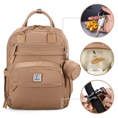 Brisby Premium Luiertas – Uitgebreide en Functionele Verzorgingstas – met buggymontage – Anti Diefstal Vakken - Reistrolley Sleeve - Inclusief verschoonmatje t.w.v.15,99 euro en speenhouder - Levenslange Garantie - True Terracotta