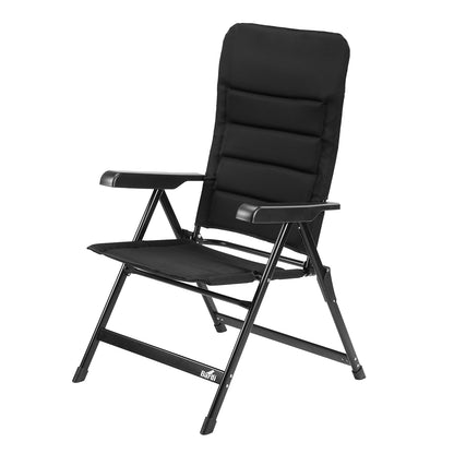 6-delige luxe campingstoelen set - 7 standen - 120 kg draagvermogen - lichtgewicht - zwart