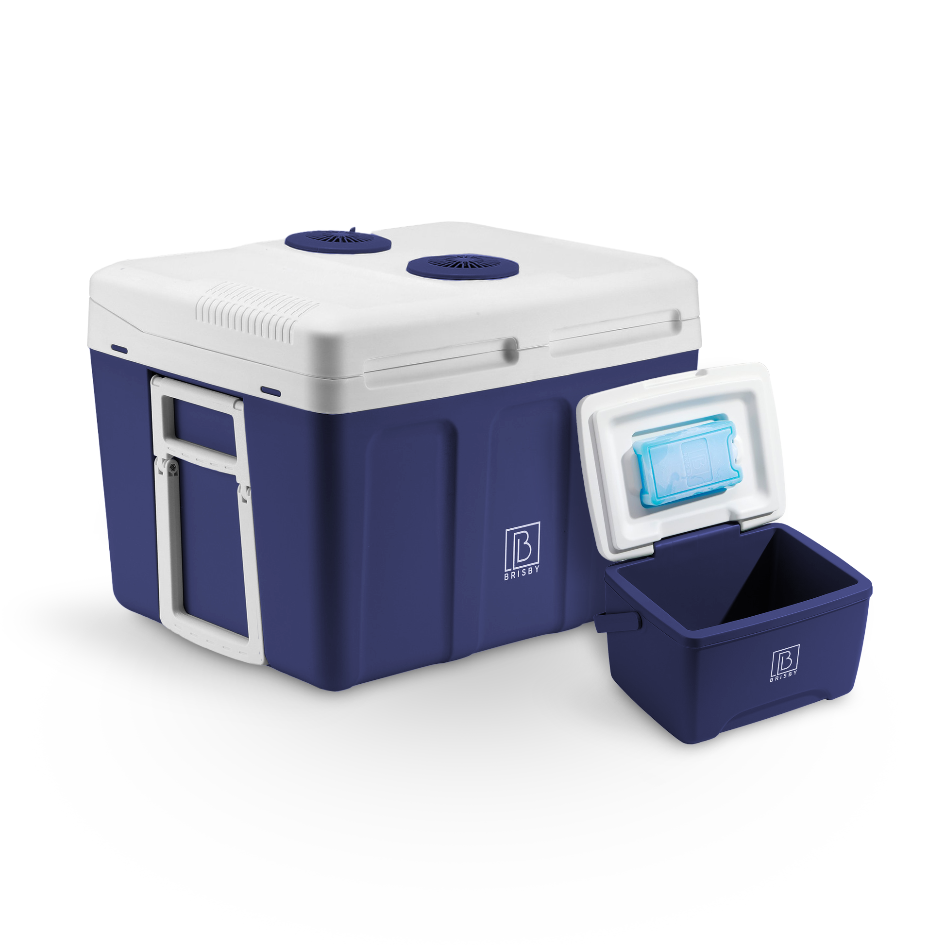 Elektrische koelbox 40L blauw SET - Incl. 8L passieve koelbox - incl. divider en koelelementen - AC/DC 12V, 220/230V