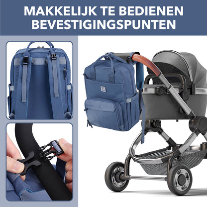 Brisby slijtvaste Luiertas – verzorgingstas – met buggymontage - Nordic Blue