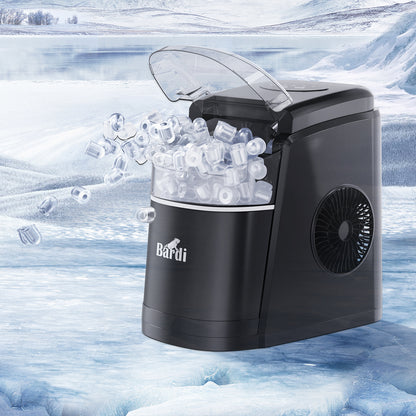 Bardi Deluxe Ice Cube Machine 1.6L black - Self-cleaning function - ice cube maker with ice scoop - Incl. luxury thermos cup and ice scoop