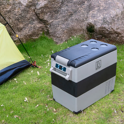 Brisby Compressor koelbox 49,5L grijs + 8L koelbox zwart set - incl. 2x 1,2L thermosbekers