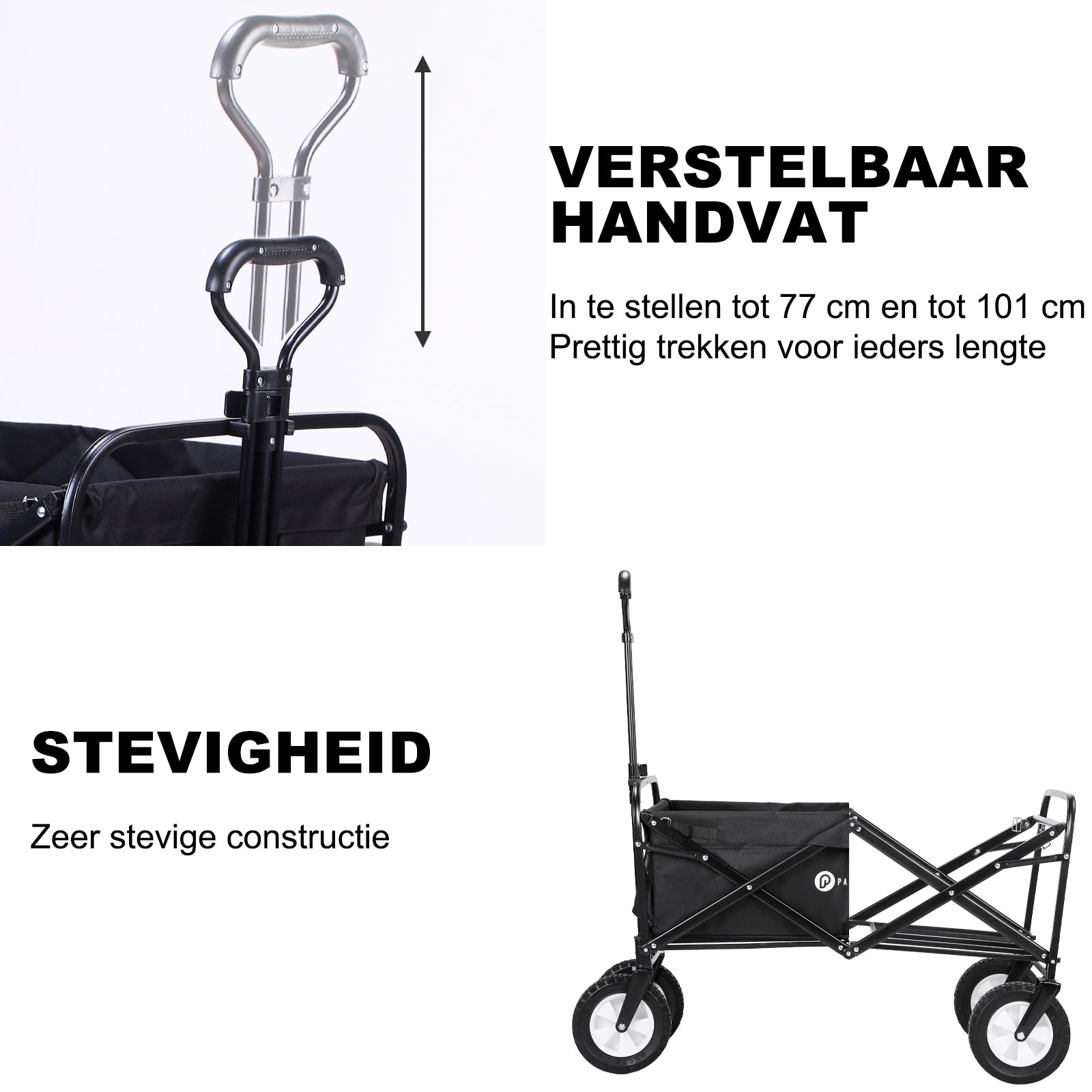 Bolderkar tot 70 kg zwart - Wasbaar polyester - opvouwbaar - 98x53 cm