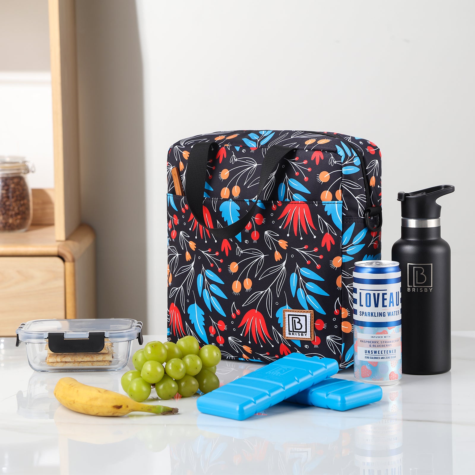 Brisby Koeltas Lunchtas 7L - Inclusief 2 Koelelementen & Schouderband - Night Flower