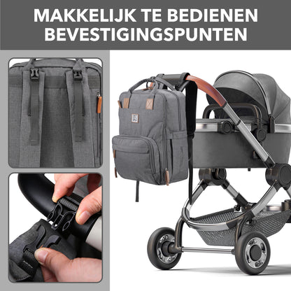 Brisby Luiertas original donkergrijs - incl. buggymontage en verschoningsmat