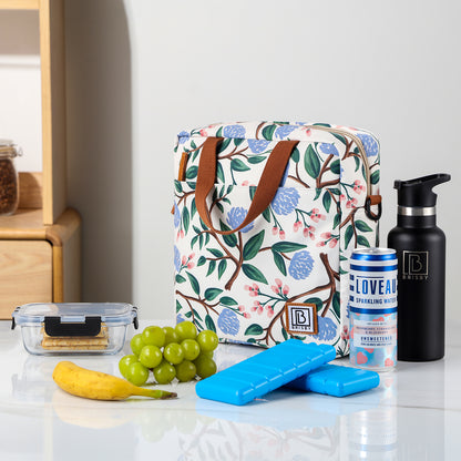 Brisby Koeltas Lunchtas 7L - Inclusief 2 Koelelementen & Schouderband - White Flower