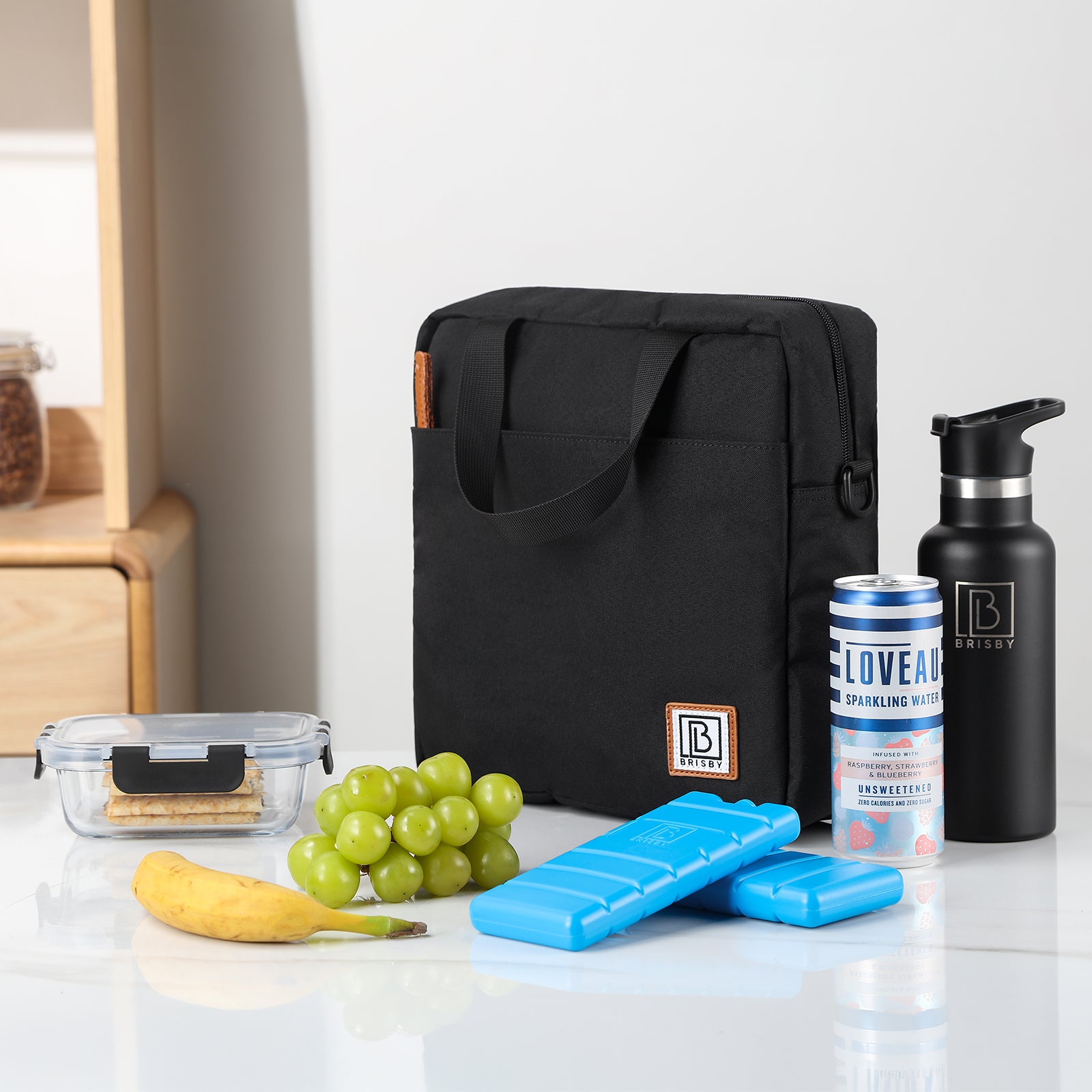 Brisby Koeltas Lunchtas 7L - Inclusief 2 Koelelementen & Schouderband - Zwart
