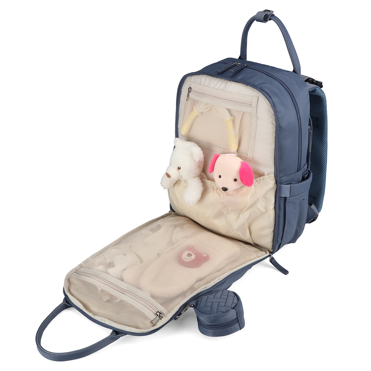 Brisby Premium Luiertas – Uitgebreide en Functionele Verzorgingstas – met buggymontage – Anti Diefstal Vakken - Reistrolley Sleeve - Inclusief verschoonmatje t.w.v.15,99 euro en speenhouder - Levenslange Garantie - Nordic Blue