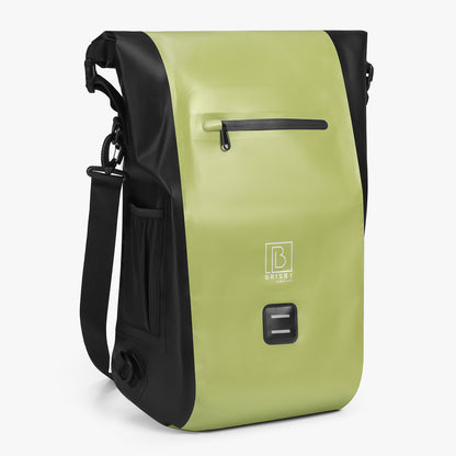 3 in 1 waterproof rolltop bicycle bag set 40-52L green - reflective - high visibility - bicycle bag - backpack - shoulder bag