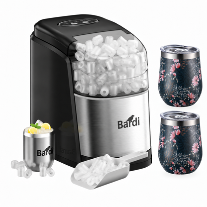 Bardi IJsblokjesmachine set 1,6L RVS - incl. 3 thermoscups japanese flower en ijsschep
