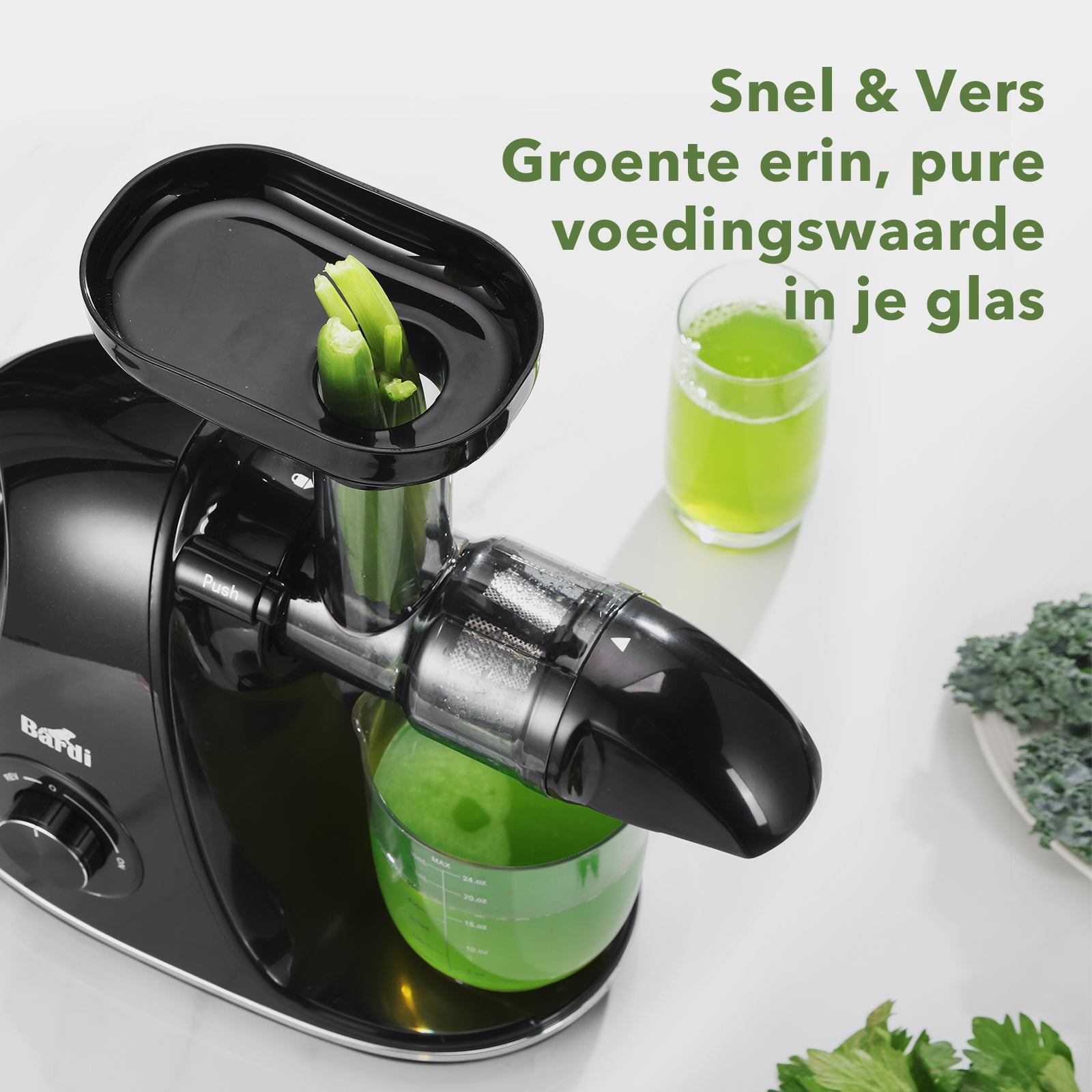 Bardi Slowjuicer zwart - 700 ml pulpreservoir - incl. schenkkan