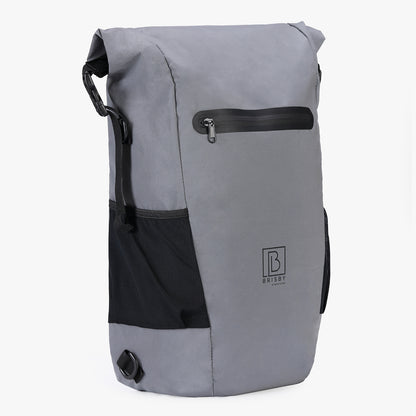 3 in 1 waterproof rolltop bicycle bag set 40-52L gray - 100% reflection - high visibility - bicycle bag - backpack - shoulder bag