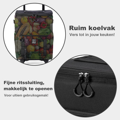 Brisby Boodschappentrolley met Koelvak – 32L Ruimte – Ideaal voor Boodschappen – Inclusief Koelelementen – Waterafstotend – Verstelbaar Handvat – Zwart