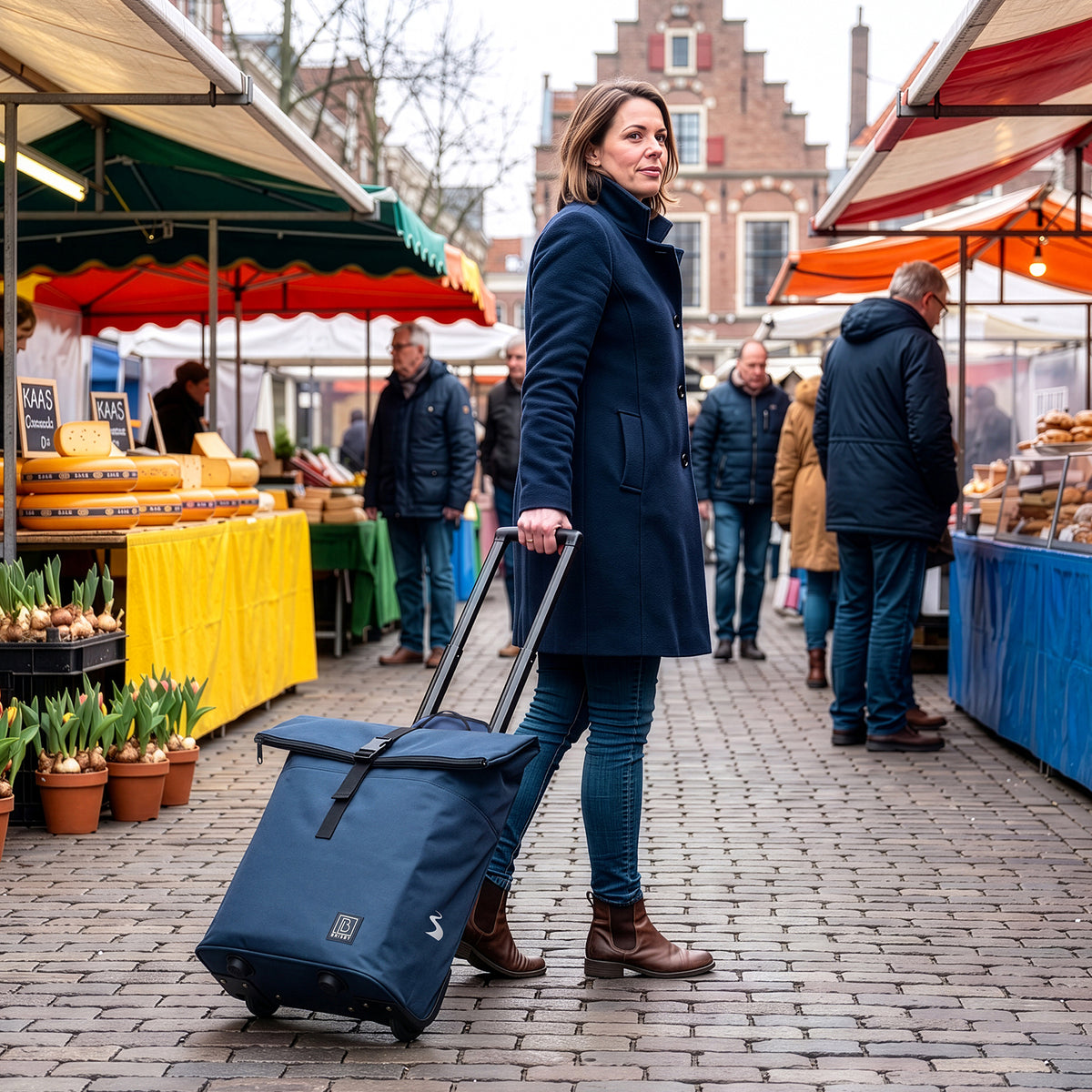 Fietstrolley Tas 2-in-1 Fietstas en Trolley Zwart 18-28L Laptopvak Verstelbare Hendel Bevestigingssysteem - Blauw