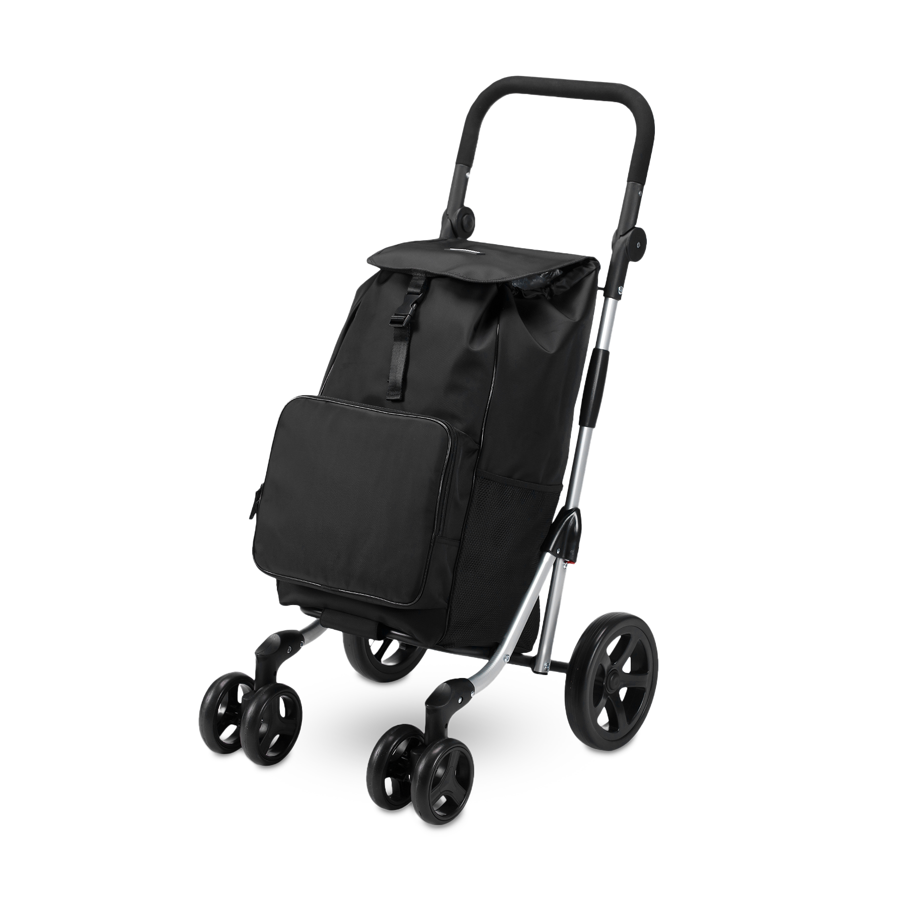 Boodschappentrolley deluxe 60L zwart - koelvak - boodschappenwagen - steekwagenfunctie - verstelbaar handvat