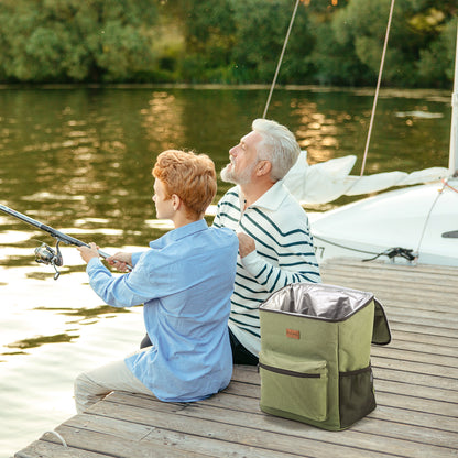 Koeltas rugzak 25L groen - Waterafstotend - anti diefstal vak - 4 laags geïsoleerd - incl. 2 gratis koelelementen en gratis flessenopener