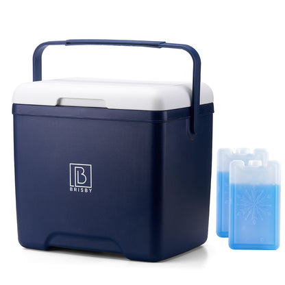 Brisby Koelbox - Frigobox - 13L- Blauw - Tot maximaal 40 uur isolatie - Incl. 2 dikke koelelementen van 450ml - Met koelelementen vergrendeld in deksel en Brisby 500ml Zwarte Dubbelwandige Thermosfles