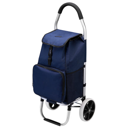 Boodschappentrolley 45L blauw - winkelwagen ophanging - opvouwbaar - telescopisch handvat