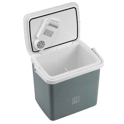 Elektrische koelbox 25L groen - AC/DC 12V, 220/230V - incl. divider en vershoudbakjes - vergrendelbare deksel