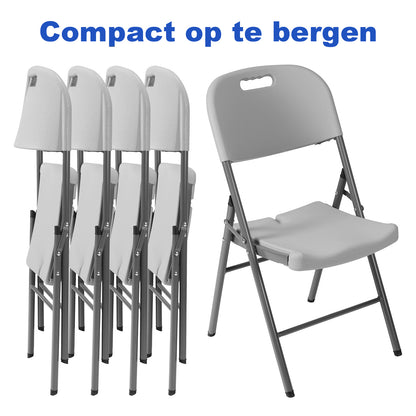 Bardi 4-delige Klapstoelen set stevig grijs - 200 kg draagvermogen