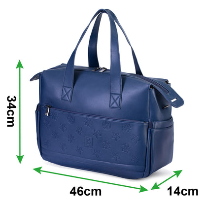 Venezia luiertas en weekendtas blauw - PU leer - schoudertas - slijtvast - Incl. buggy/kinderwagen haken, verschoonmat en koeltas